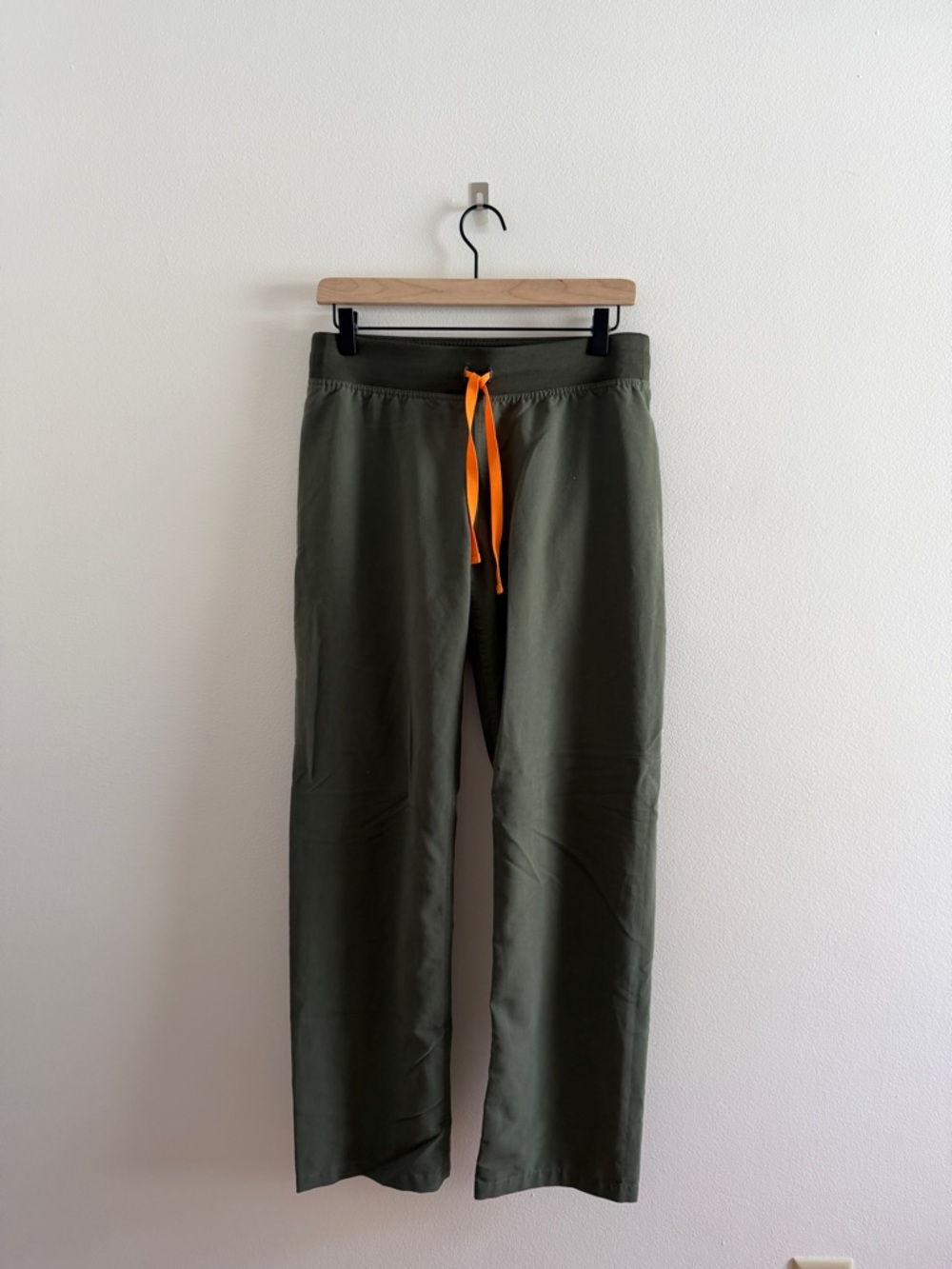 Figs Olive Green Women's Livingston Pant with Bright Orange Drawstring